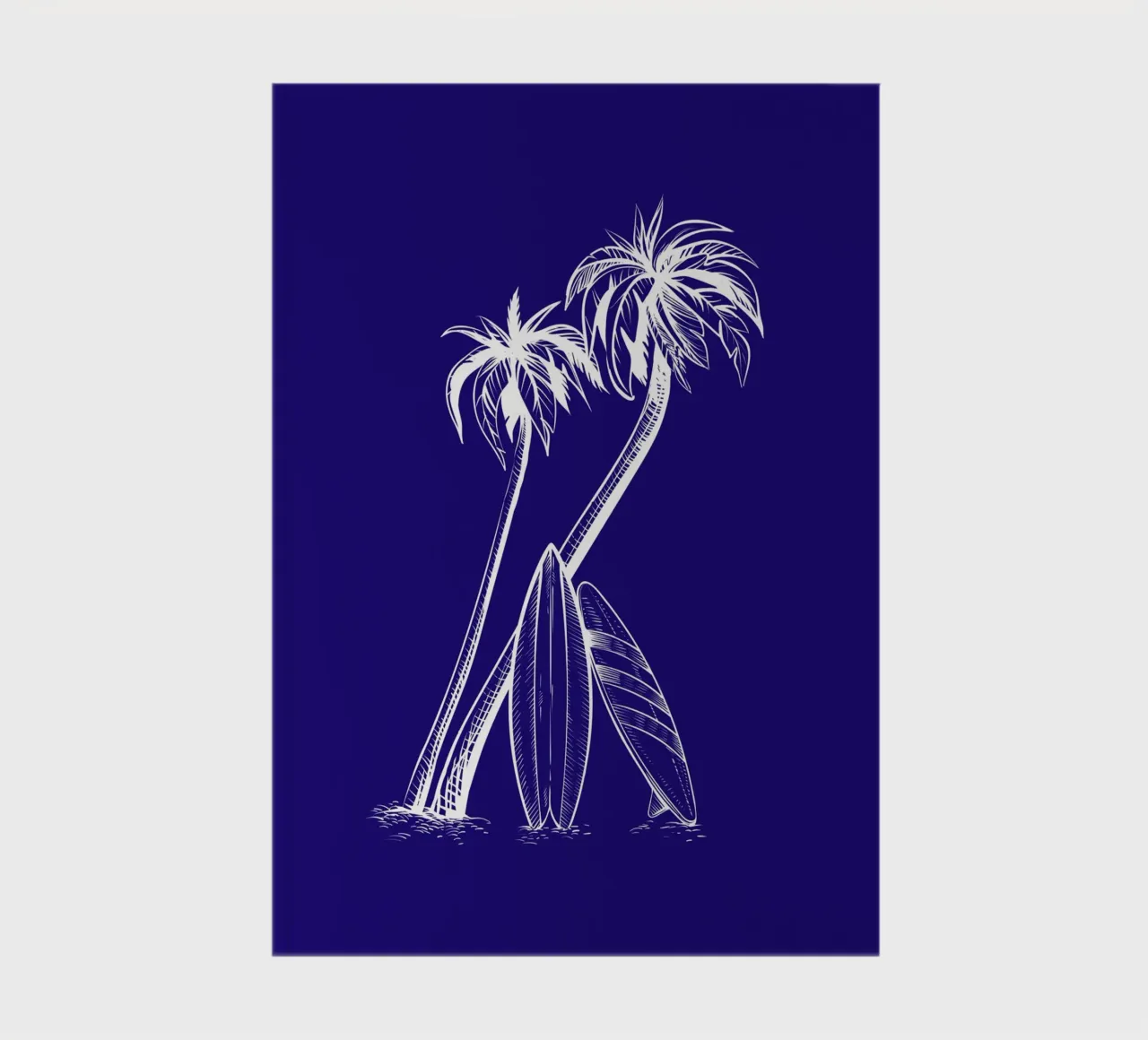 Surfboards & Palm Trees Line Art - Tropical Beach Vibes notebook by ClubArt