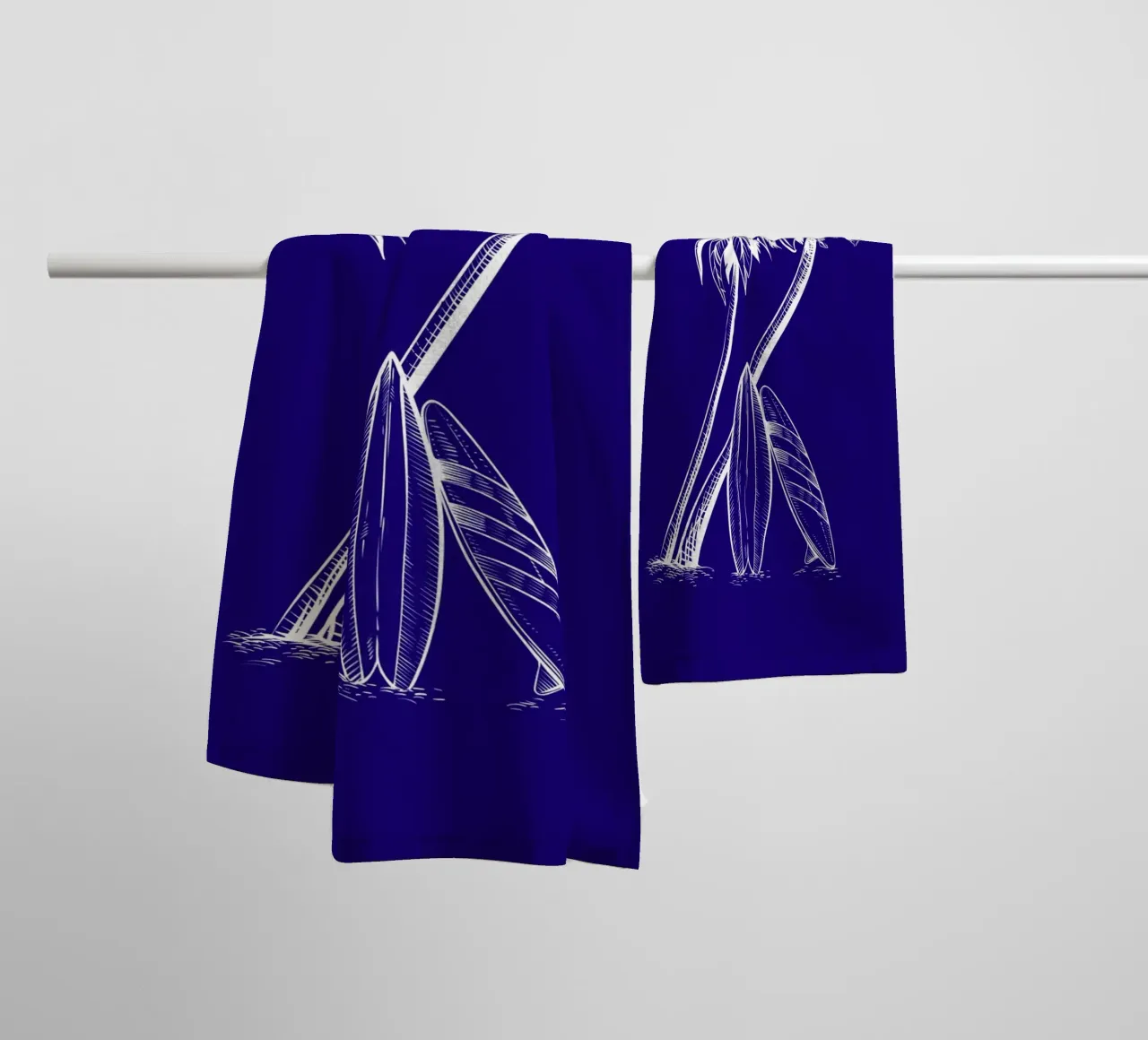 Surfboards & Palm Trees Line Art - Tropical Beach Vibes towel by ClubArt