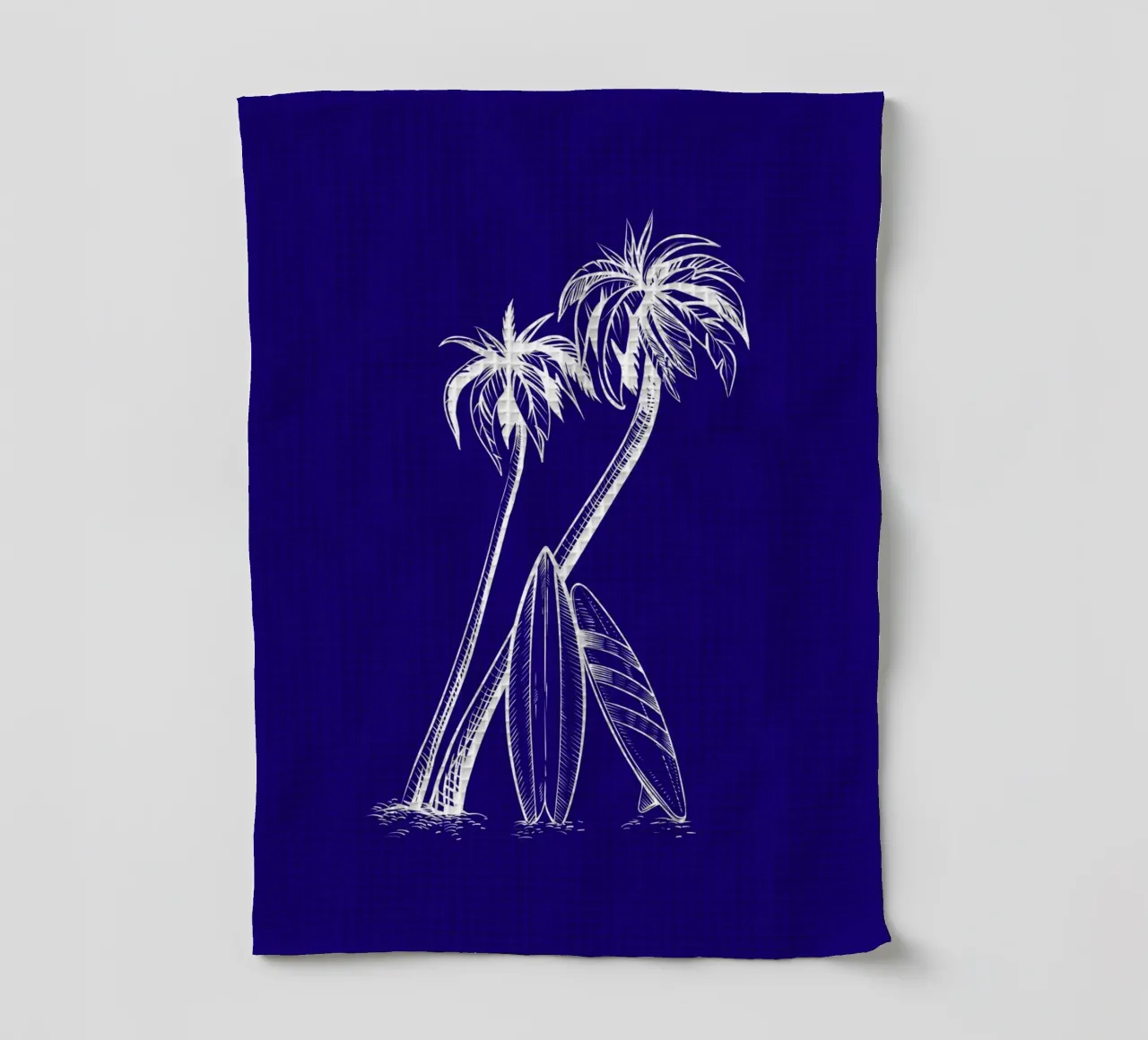 Planches de surf et palmiers - Tropical Beach Vibes torchon de ClubArt