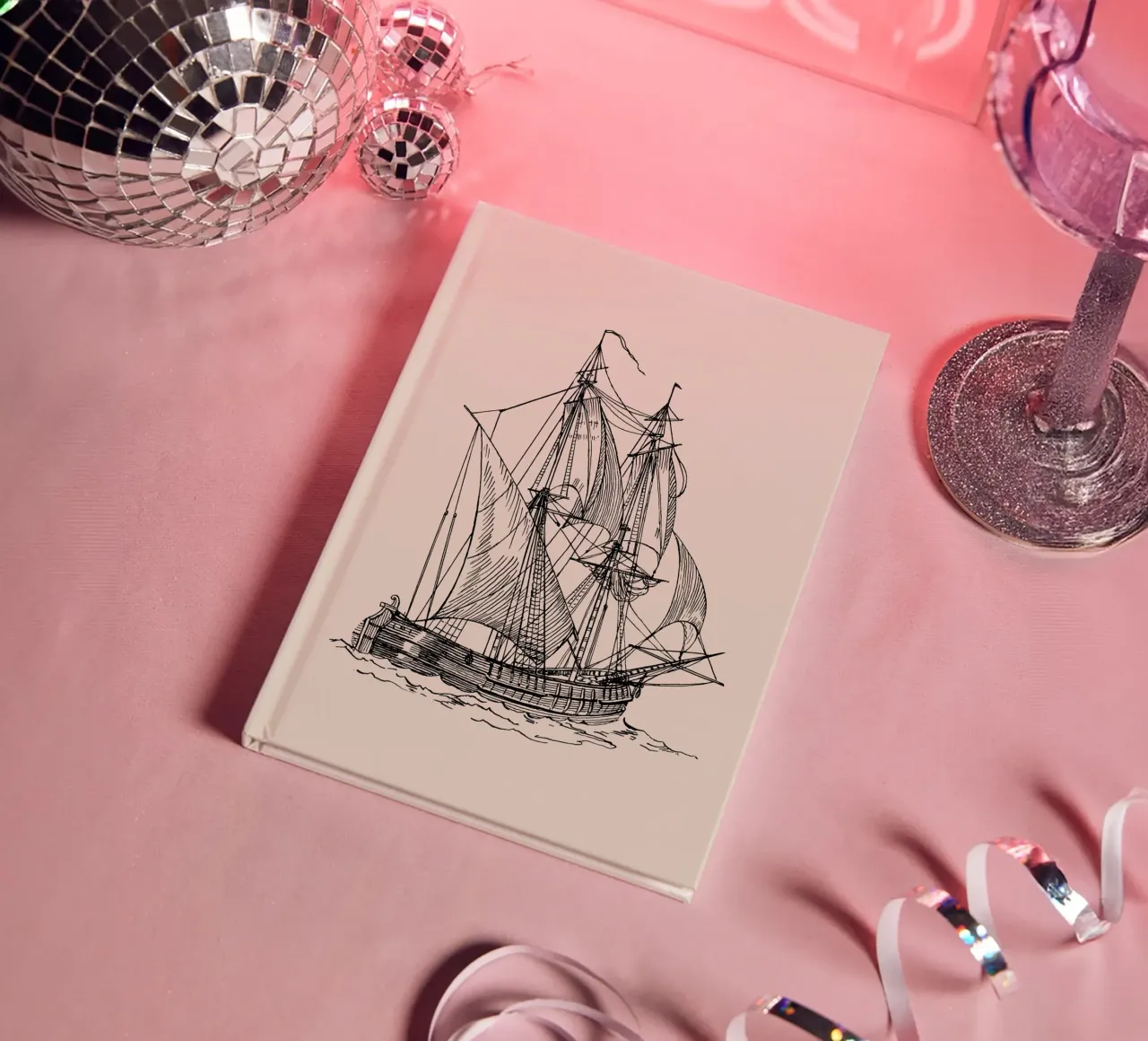 Vintage Tall Ship Sketch Print - Classic Nautical Art notebook by ClubArt