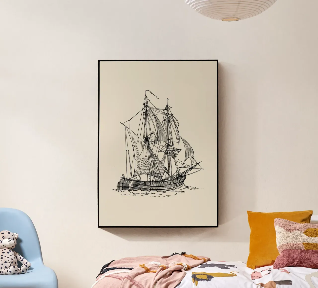 Vintage Tall Ship Sketch Print - Classic Nautical Art acrylic glass by ClubArt