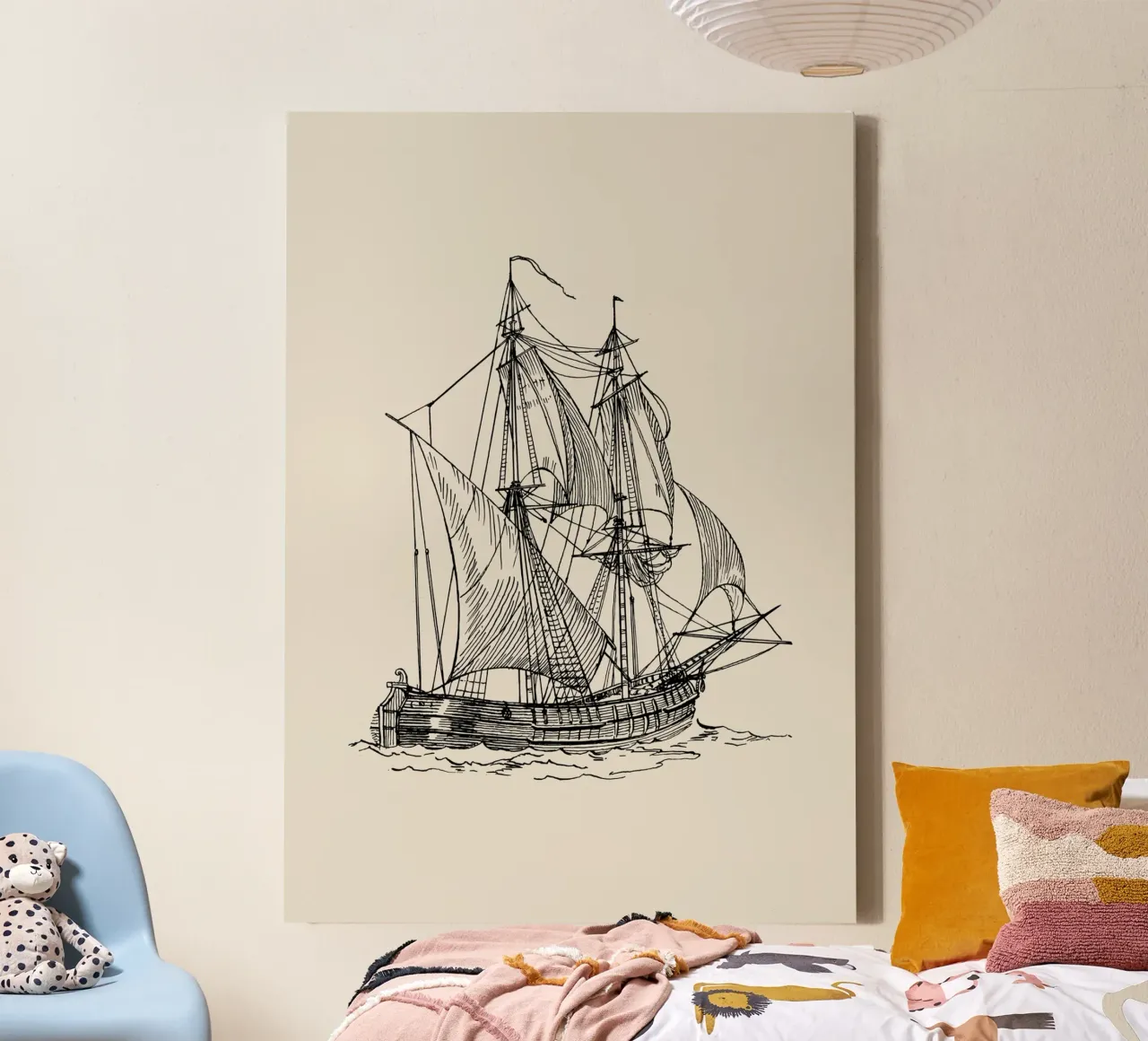 Vintage Tall Ship Sketch Print - Classic Nautical Art canvas by ClubArt