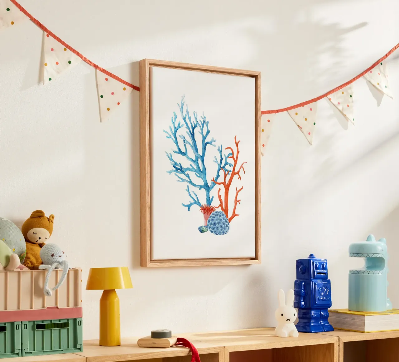 Levendig koraalrif aquarel - Kust Oceaan Kunst canvas met Baklijst van ClubArt
