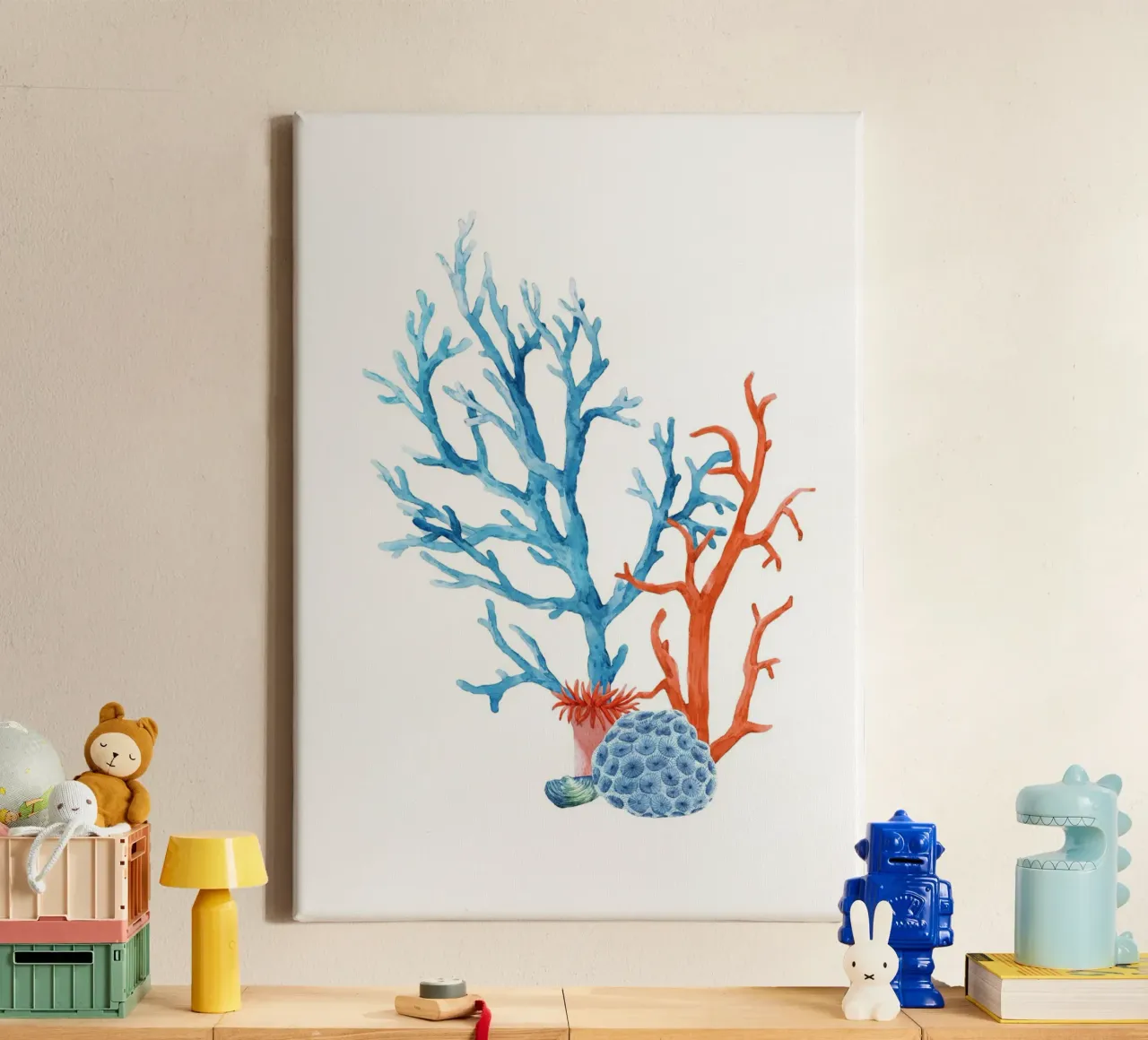 Levendig koraalrif aquarel - Kust Oceaan Kunst canvas met Baklijst van ClubArt
