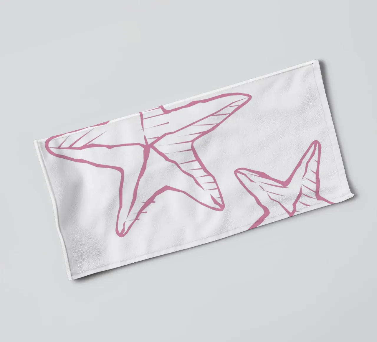 Roze zeester Schets Kunst - Speels Kustdecor badhanddoek van ClubArt