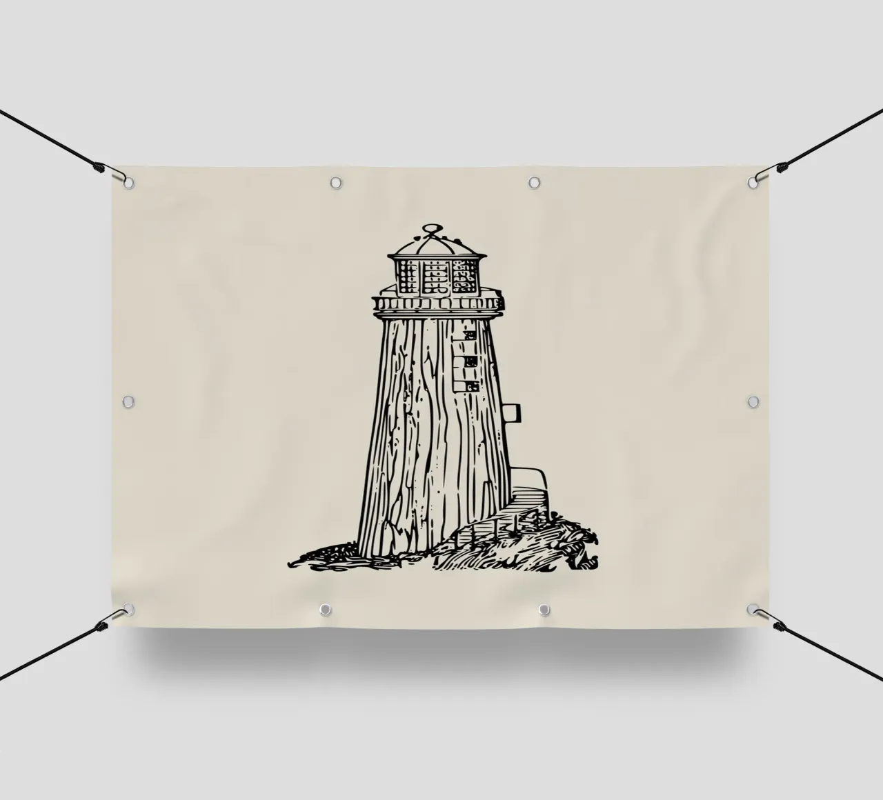 Rustic Lighthouse Sketch Print - Vintage Coastal Art pvc cover by ClubArt