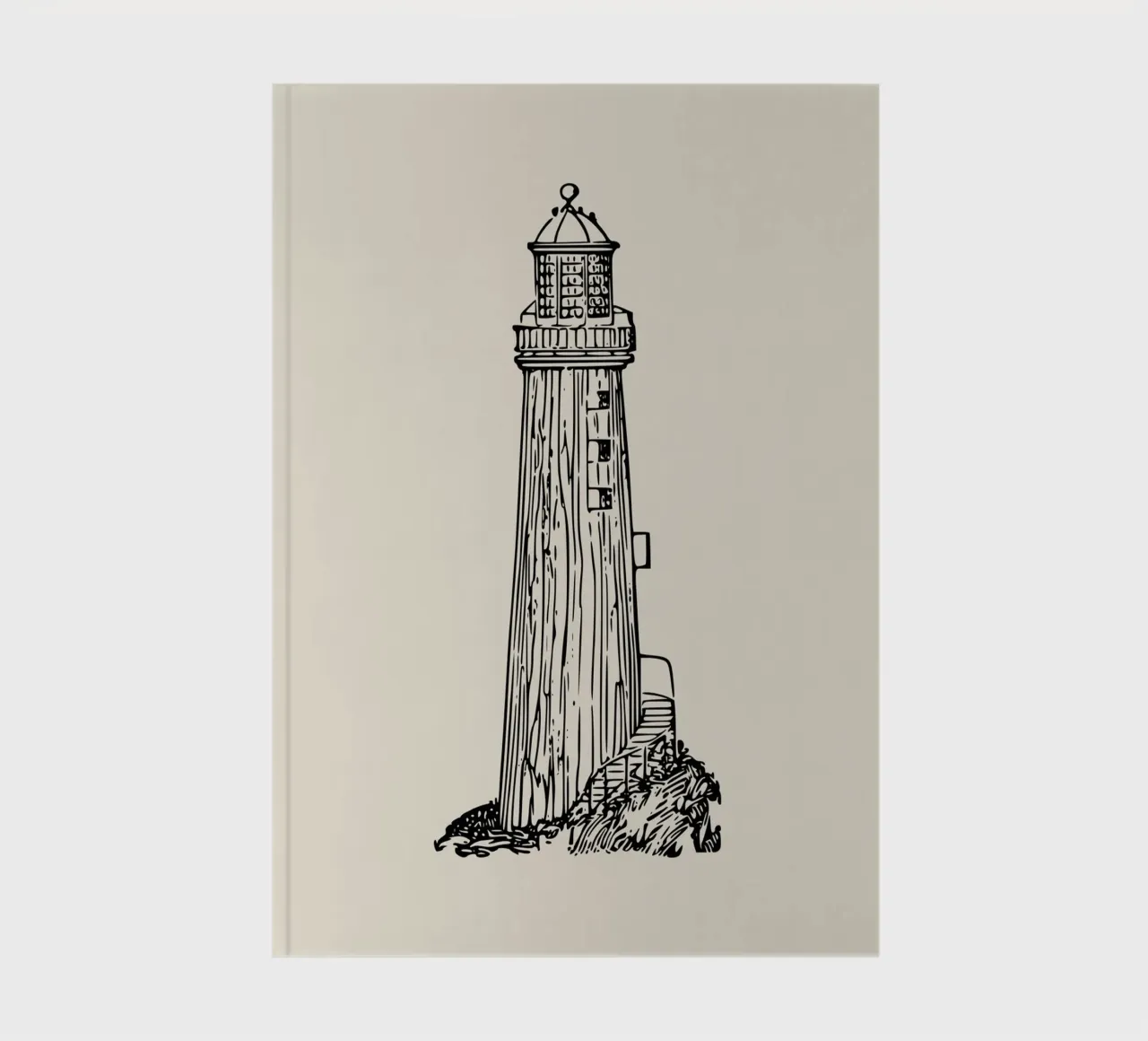 Rustic Lighthouse Sketch Print - Vintage Coastal Art notebook by ClubArt