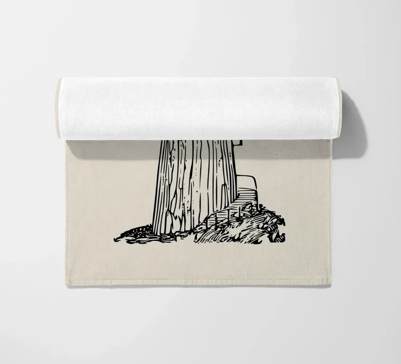 Rustic Lighthouse Sketch Print - Vintage Coastal Art beach towel by ClubArt