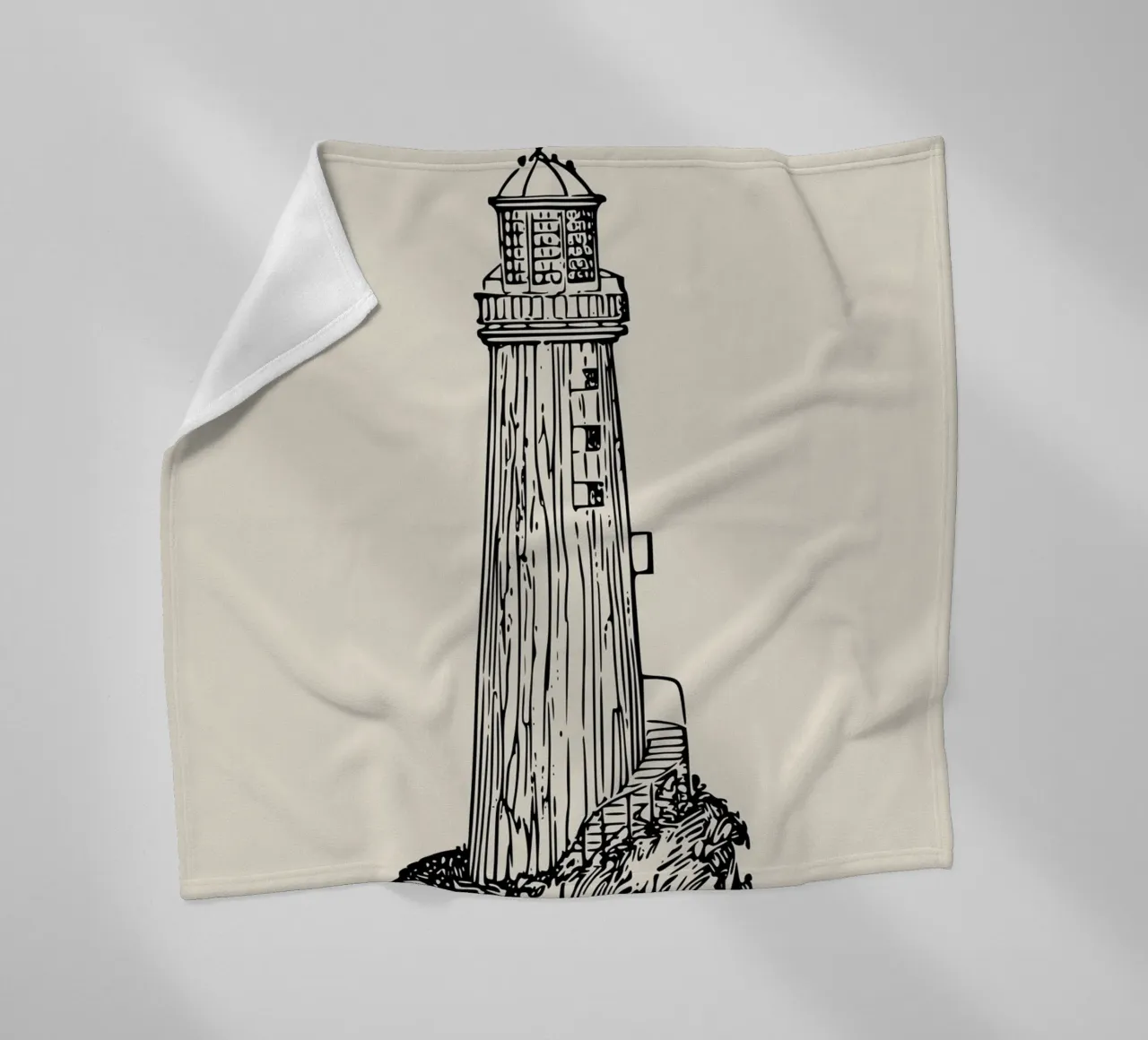 Stampa schizzo del faro rustico - Arte costiera vintage coperta in pile da ClubArt