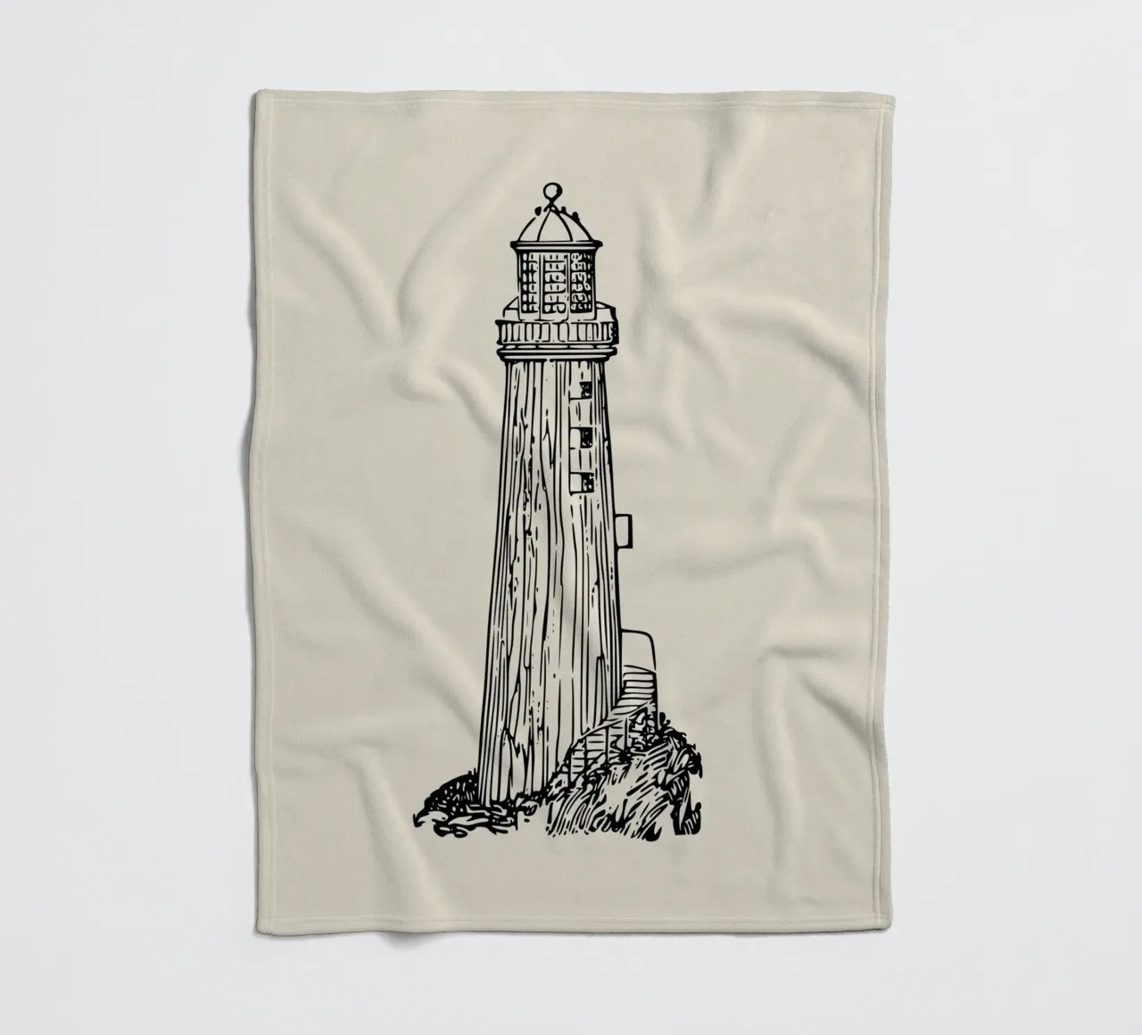 Stampa schizzo del faro rustico - Arte costiera vintage coperta in pile da ClubArt