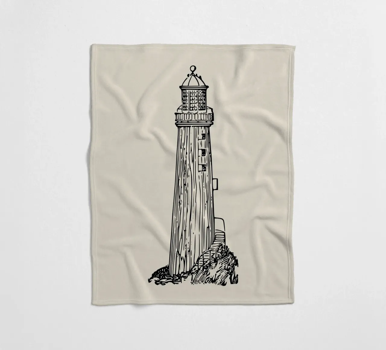 Stampa schizzo del faro rustico - Arte costiera vintage coperta in pile da ClubArt