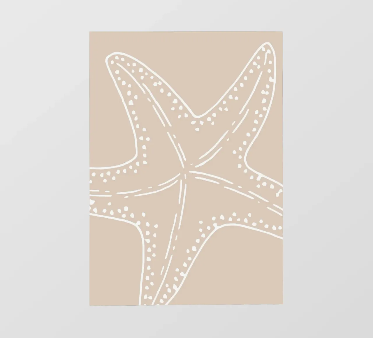Linea d'arte minimalista di stelle marine - Decorazione costiera beige pellicola backlit da ClubArt