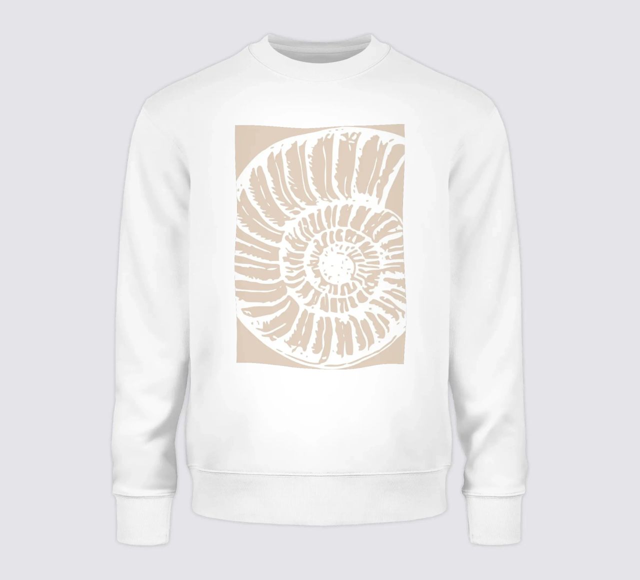 Nautilus Shell Beige Print - Minimalist Ocean Art sudadera de ClubArt