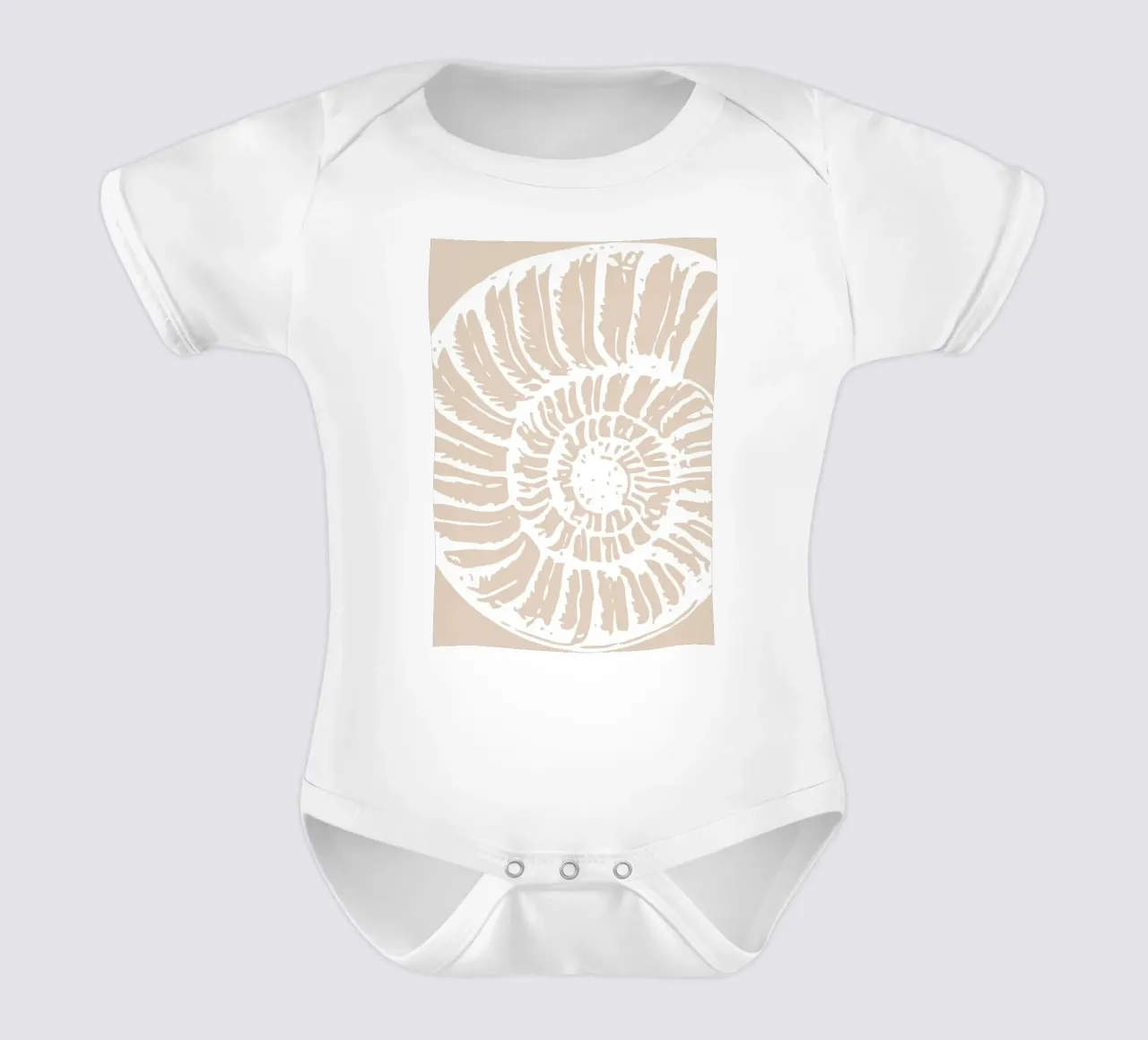 Nautilus Shell Beige Print - Minimalist Ocean Art body de bebé de ClubArt