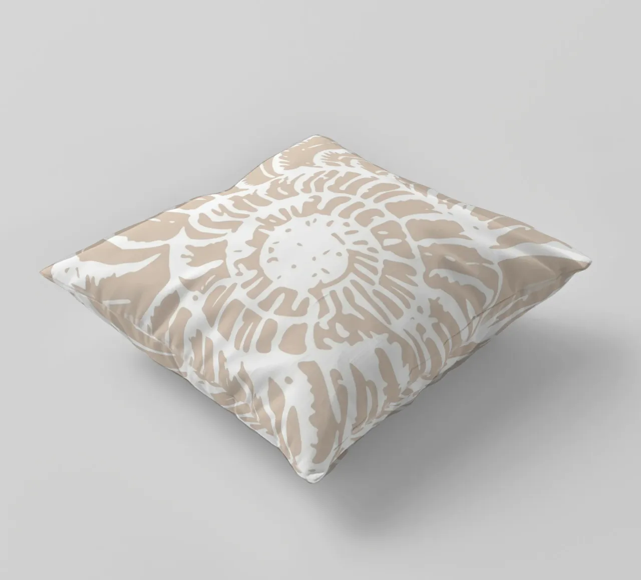 Nautilus Shell Beige Print - Minimalist Ocean Art decorative cushion by ClubArt