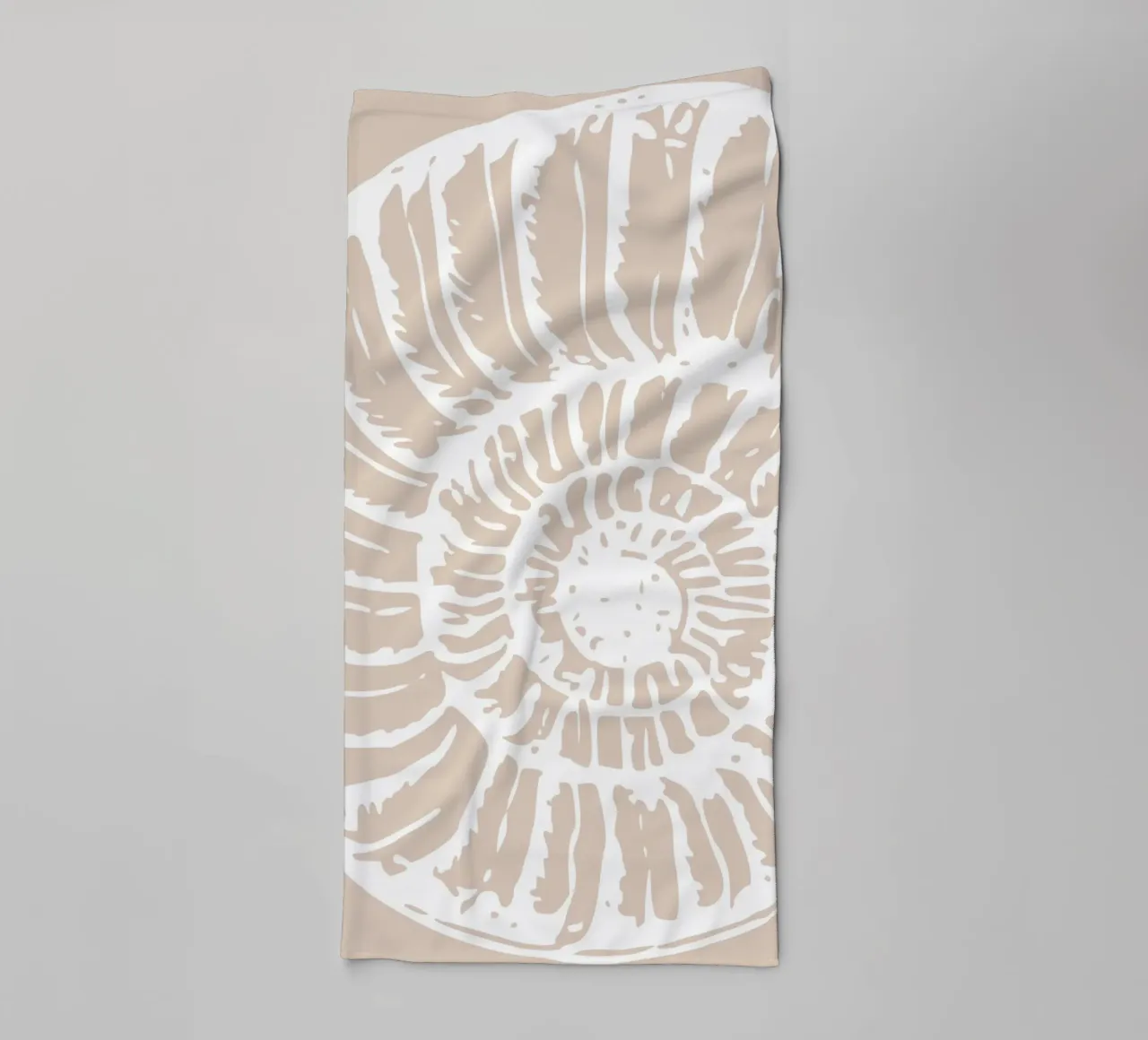 Nautilus Shell Beige Print - Minimalist Ocean Art towel by ClubArt