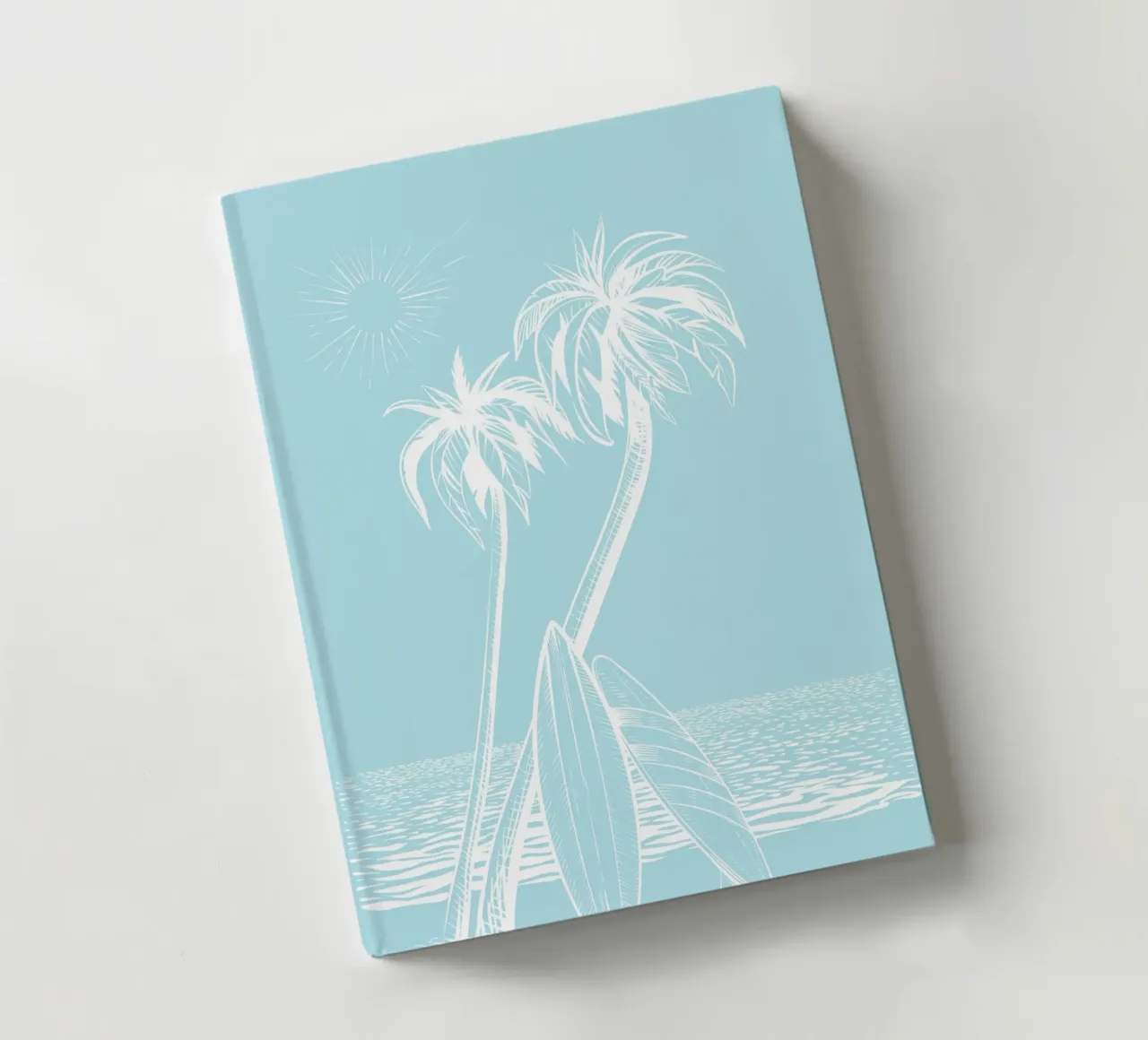 Beach Sunset Surf Palms Print - Coastal Summer Vibes notebook by ClubArt