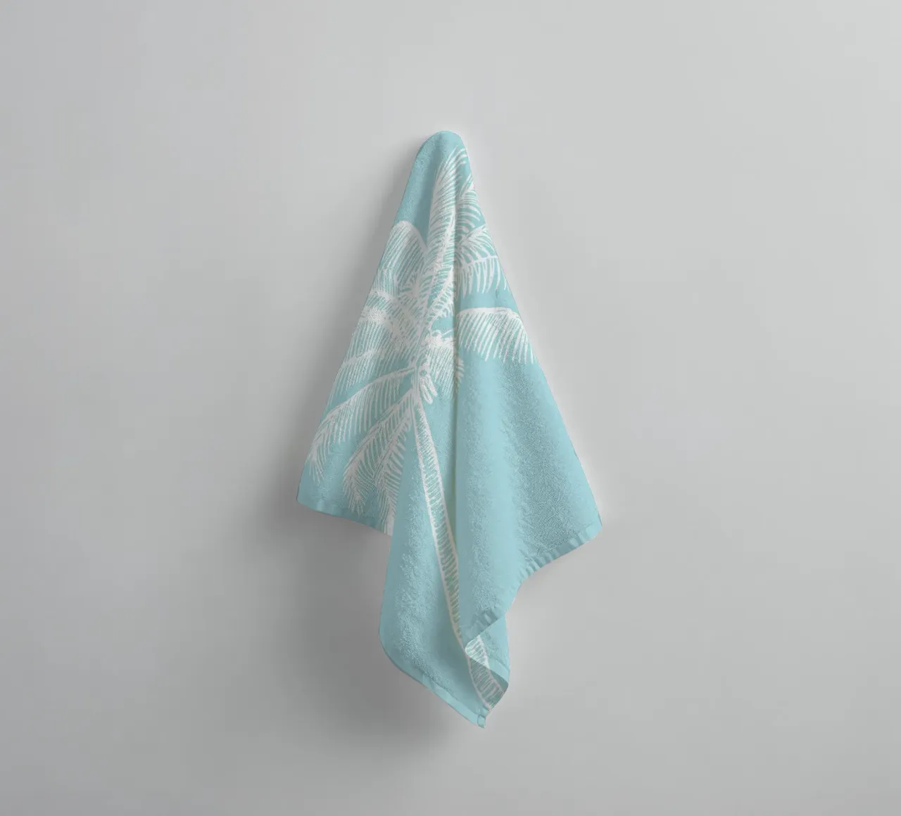 Tall Palm Tree Silhouette - Light Blue Tropical Decor towel by ClubArt
