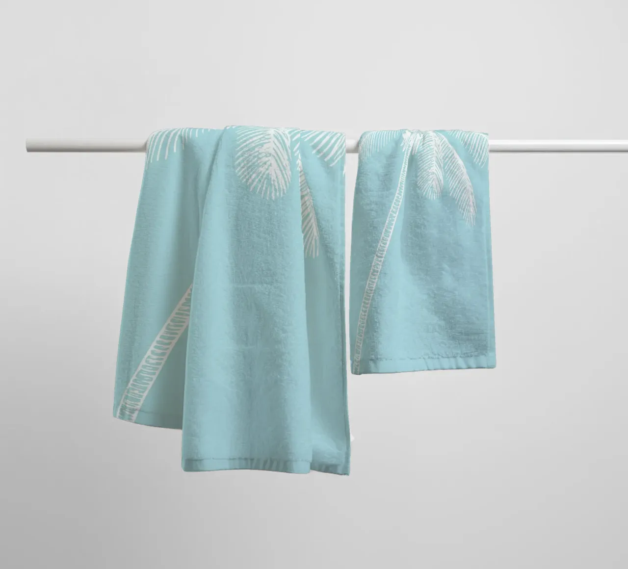 Tall Palm Tree Silhouette - Light Blue Tropical Decor towel by ClubArt