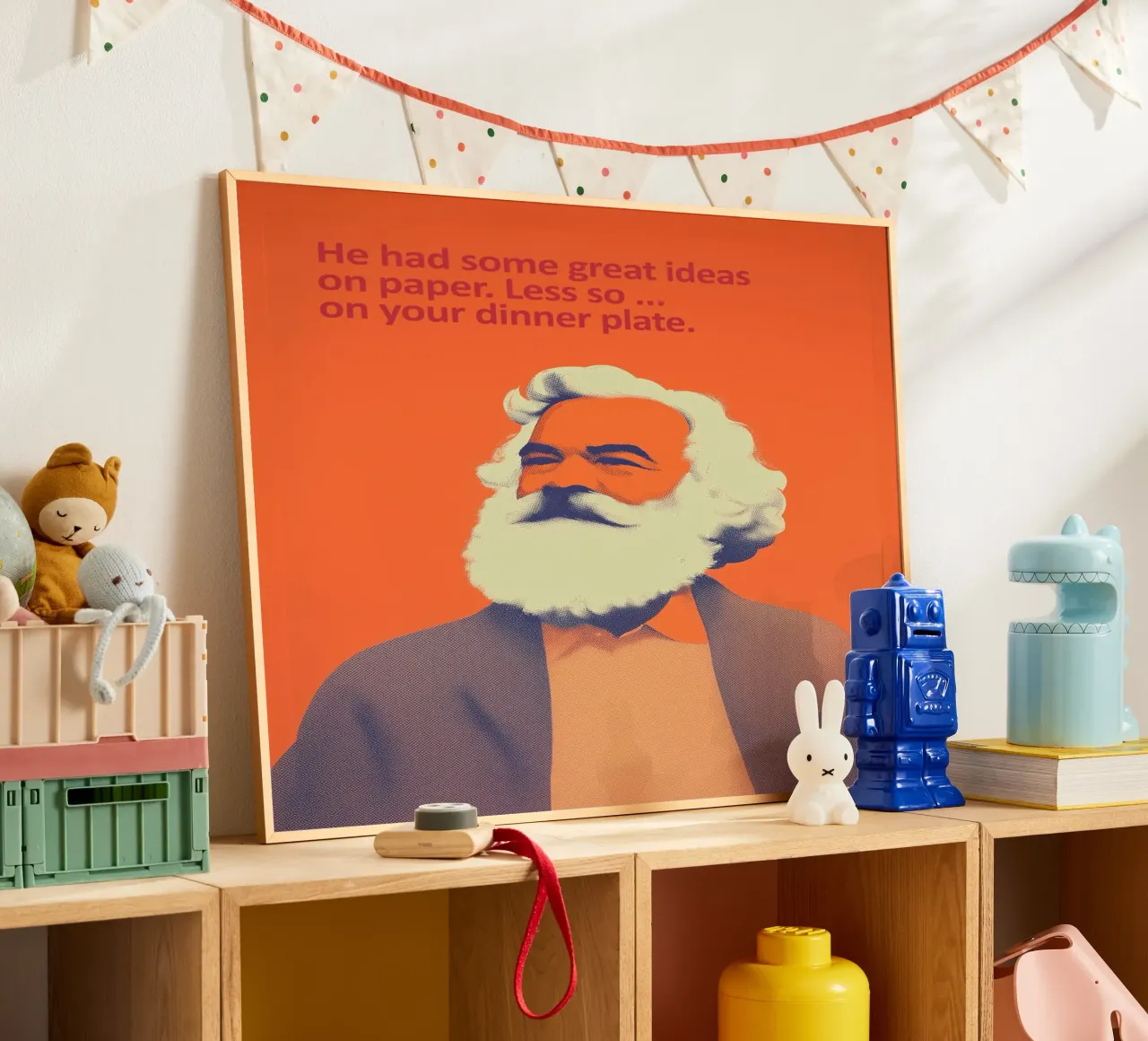 Karl Marx | Filosofia con umorismo poster con telaio in plastica da Autofocus