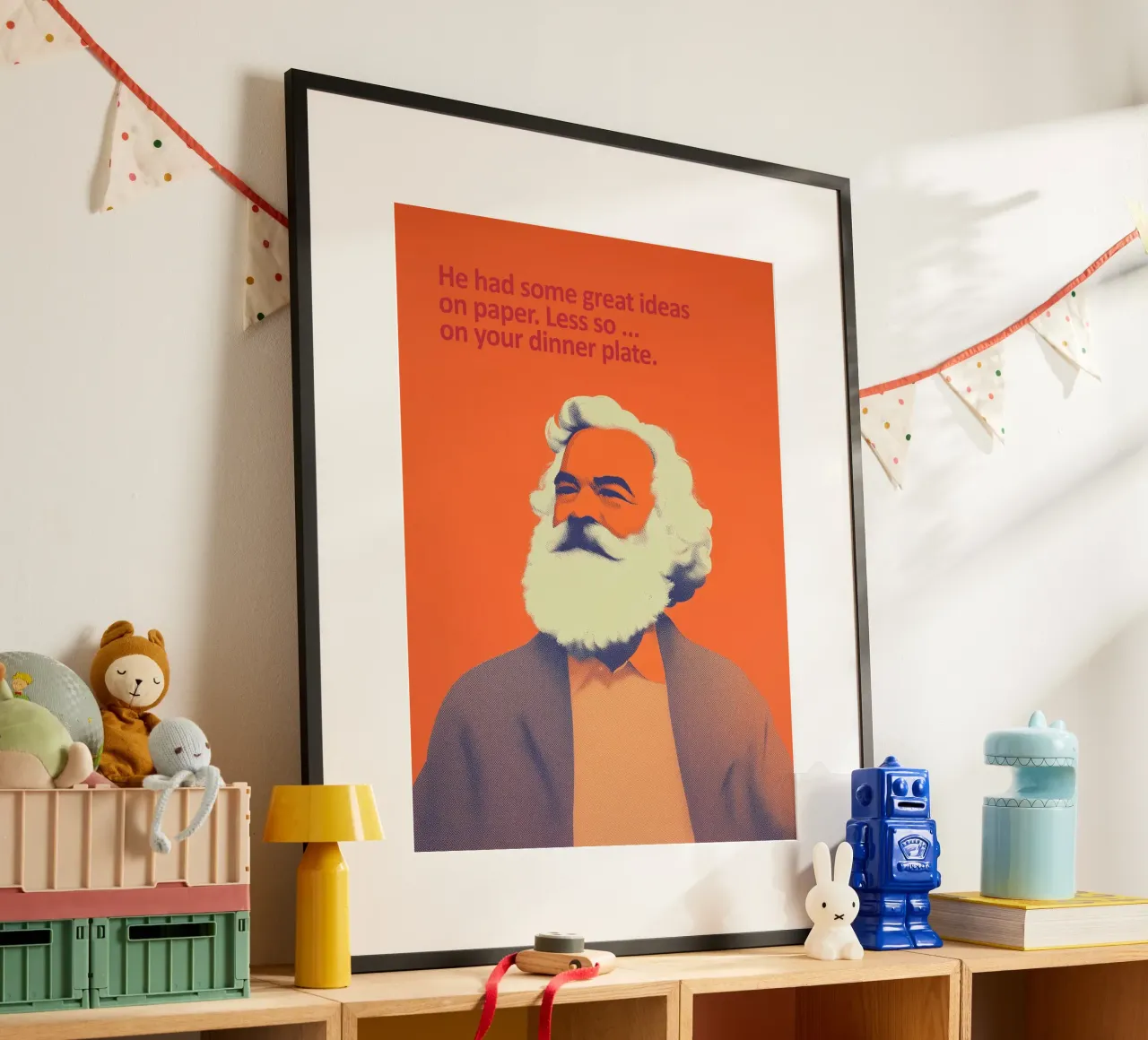 Karl Marx | Filosofia con umorismo poster con telaio in plastica da Autofocus