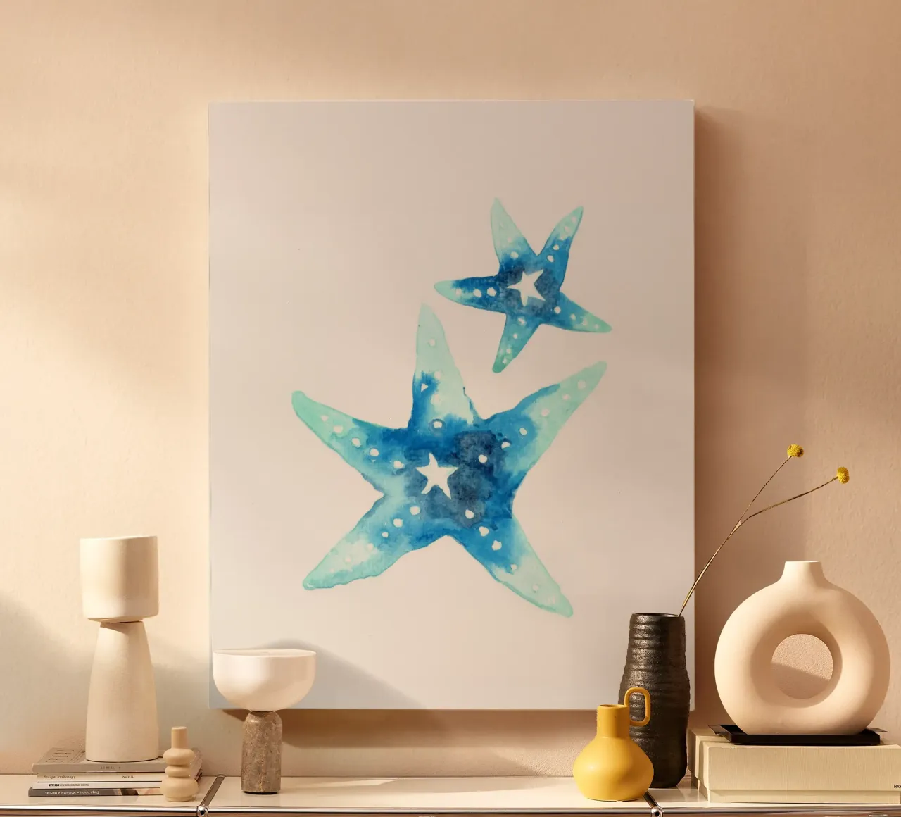 Azure zeester Afdrukken - Kust Marine Kunst canvas met Baklijst van ClubArt