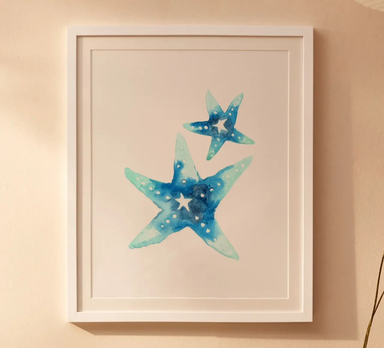 Azure zeester Afdrukken - Kust Marine Kunst poster met aluminium frame van ClubArt
