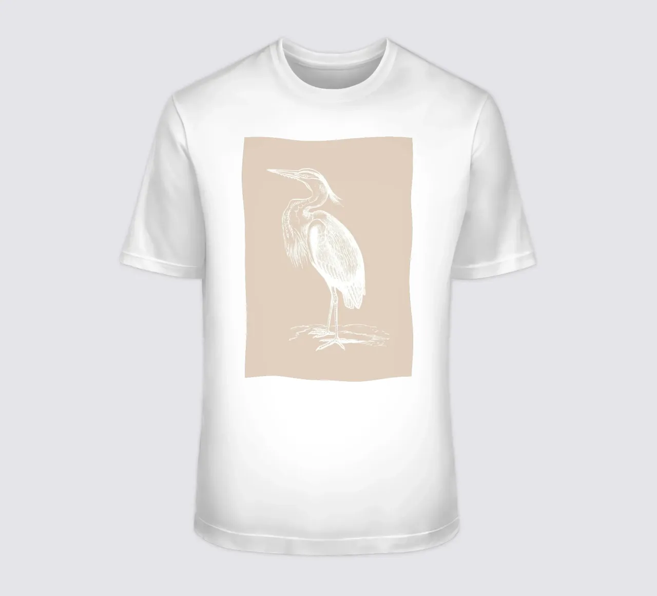 Elegant Heron Line Art Print - Neutral Coastal Bird t-shirt by ClubArt