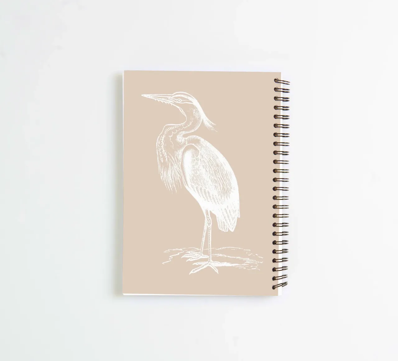 Elegant Heron Line Art Print - Oiseau côtier neutre carnet à spirale de ClubArt