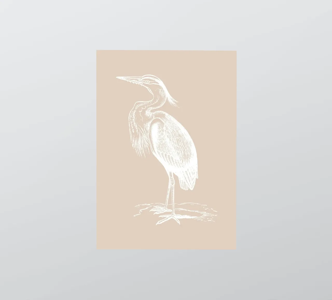 Elegant Heron Line Art Print - Neutral Coastal Bird sticker by ClubArt