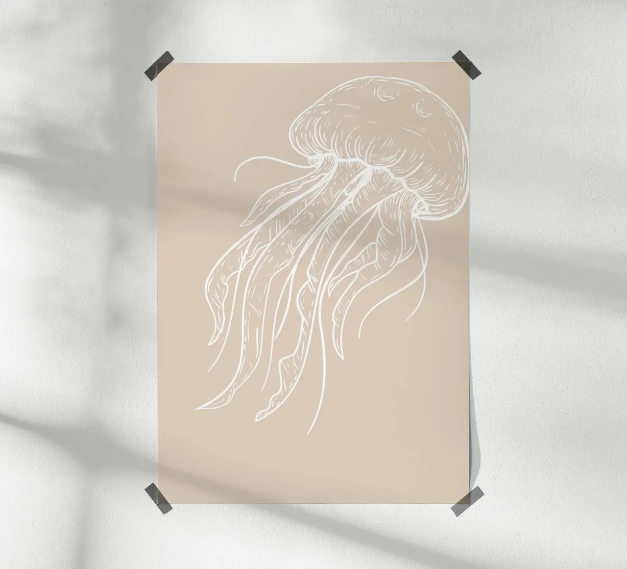Ätherische Quallen Line Art - Neutrale Ozean Dekoration Poster von ClubArt