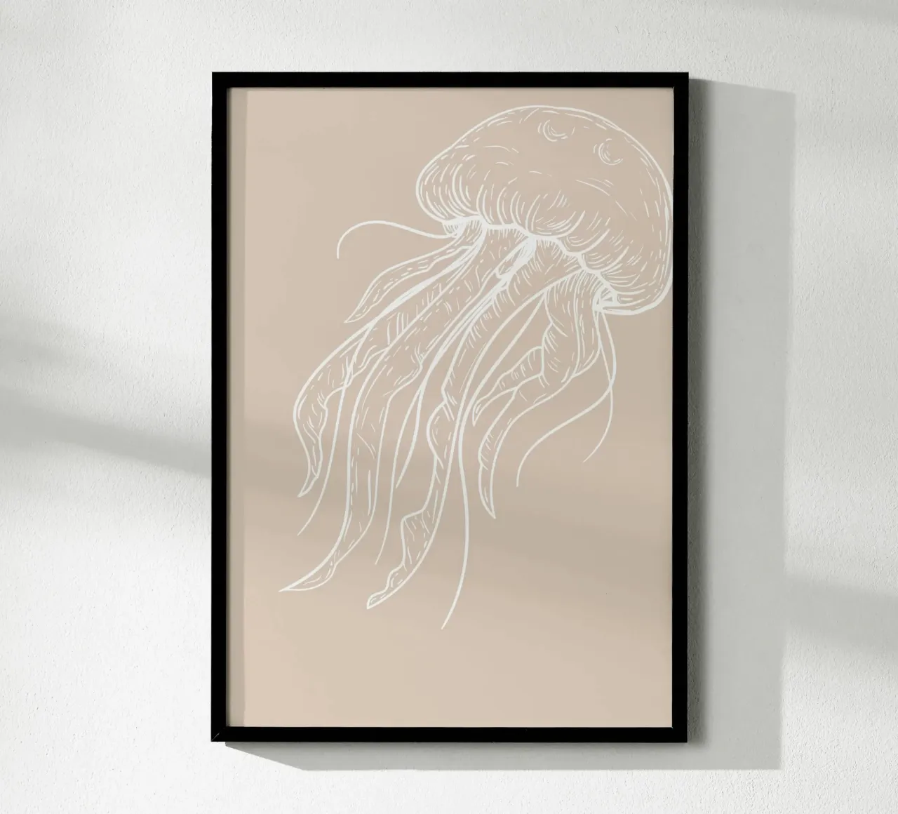 Ätherische Quallen Line Art - Neutrale Ozean Dekoration Poster von ClubArt