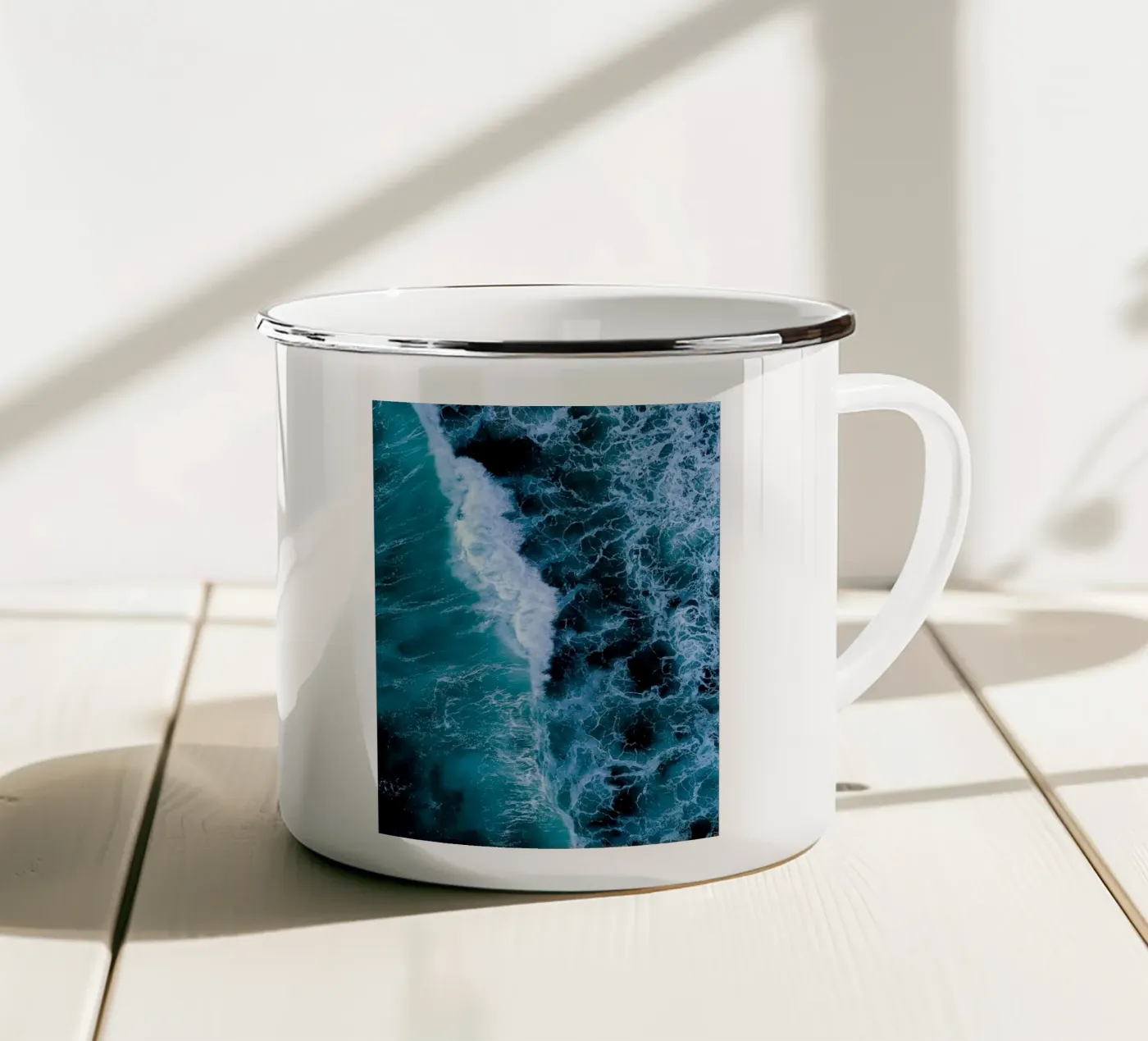 Waves enamel mug by Thilo Grøsch
