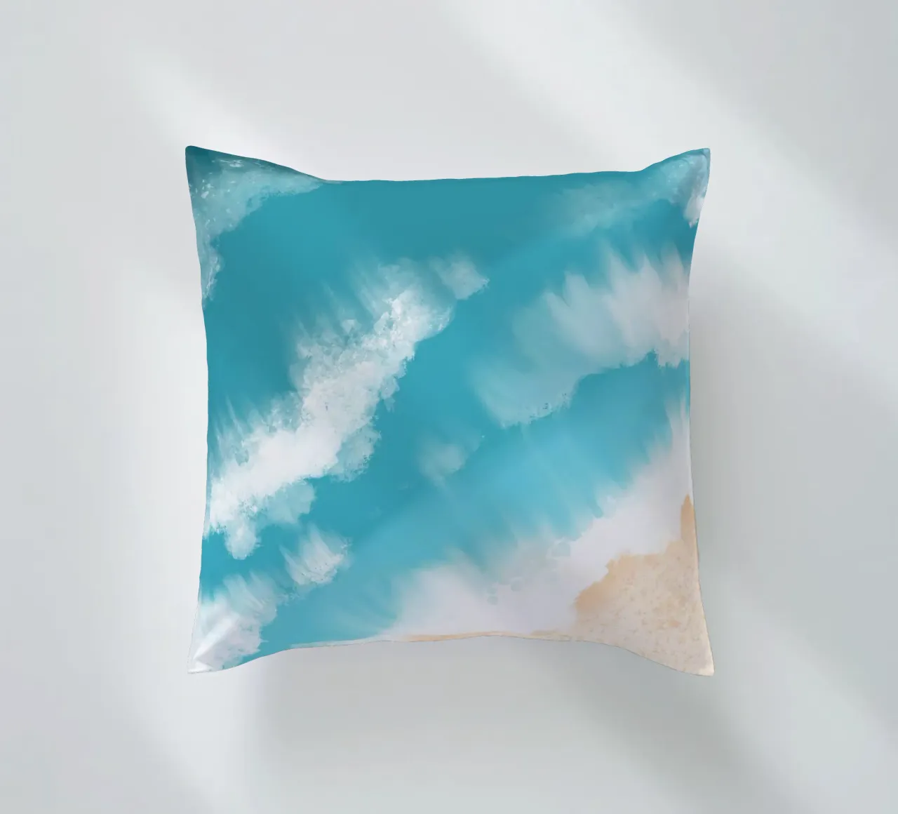 Aerial Beach Waves Art Print - Coastal Ocean View decorative cushion by ClubArt