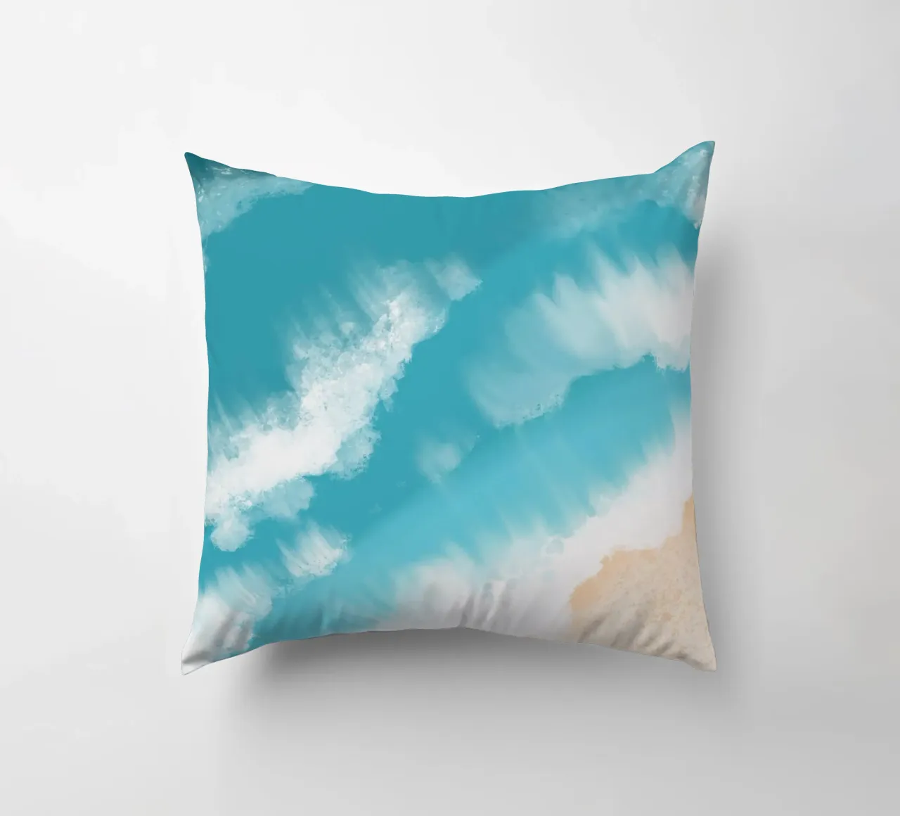 Aerial Beach Waves Art Print - Coastal Ocean View decorative cushion by ClubArt