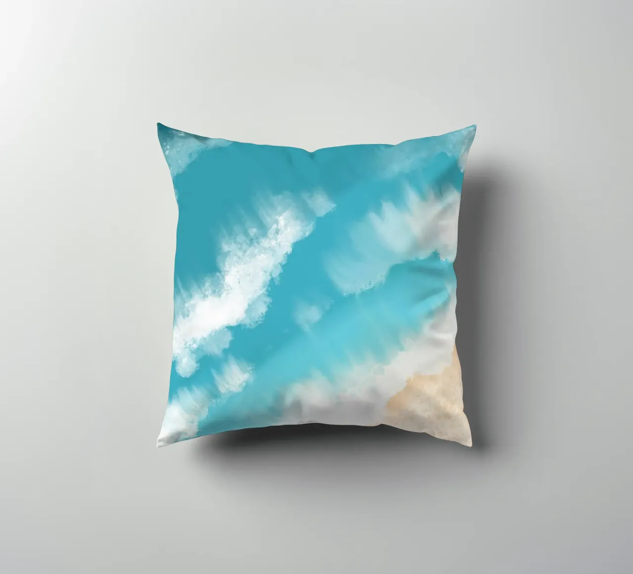 Aerial Beach Waves Art Print - Coastal Ocean View decorative cushion by ClubArt