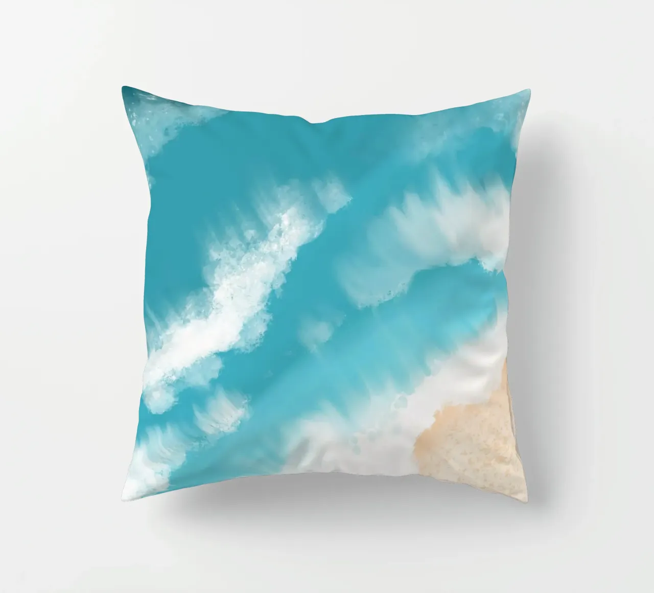 Aerial Beach Waves Art Print - Coastal Ocean View decorative cushion by ClubArt