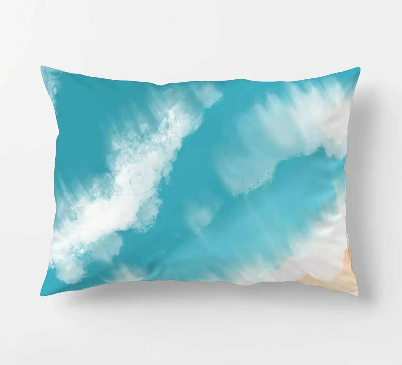 Aerial Beach Waves Art Print - Coastal Ocean View decorative cushion by ClubArt