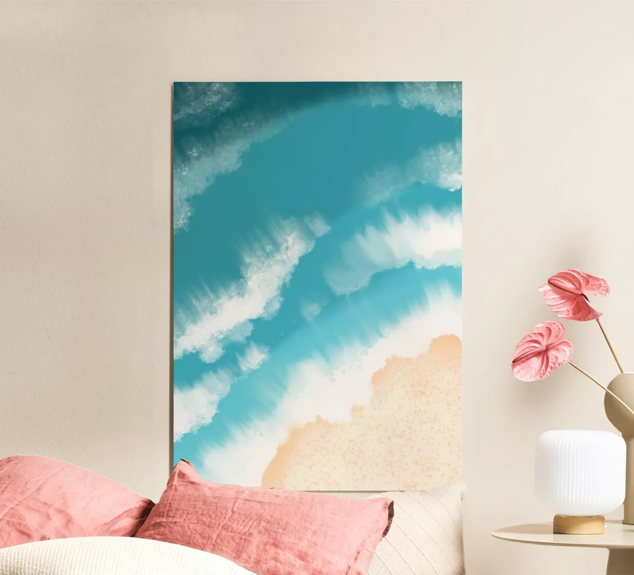 Impression d'art "Aerial Beach Waves" - Vue côtière de l'océan hahnemühle de ClubArt
