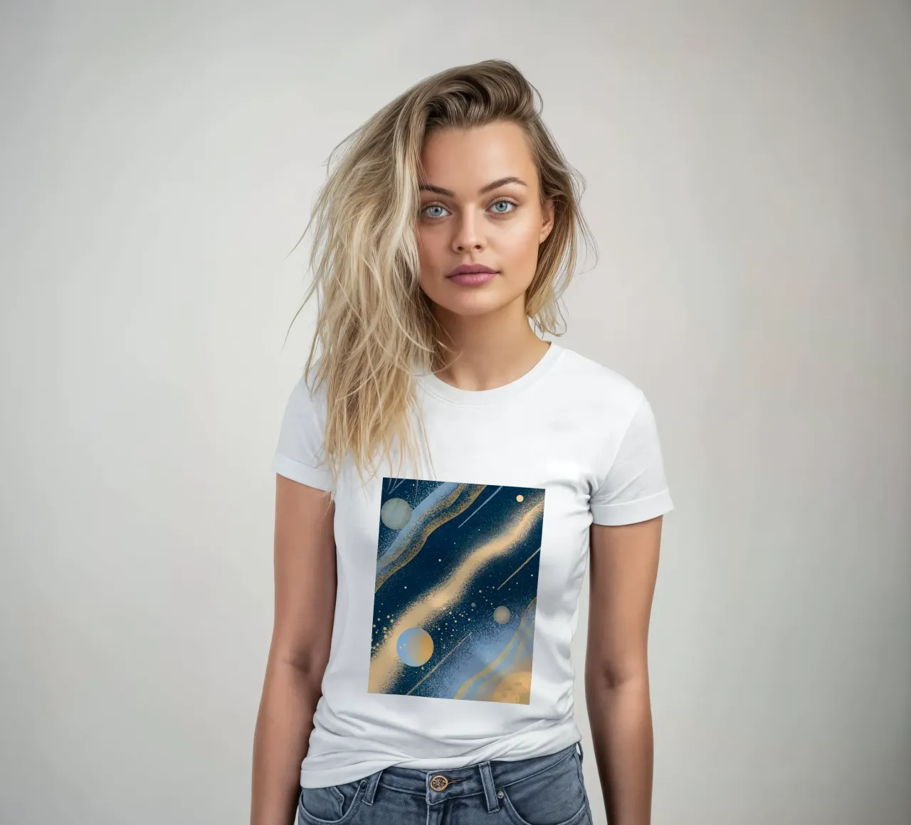 Outer Space Planets women's fitted t-shirt by SOUL SHOP