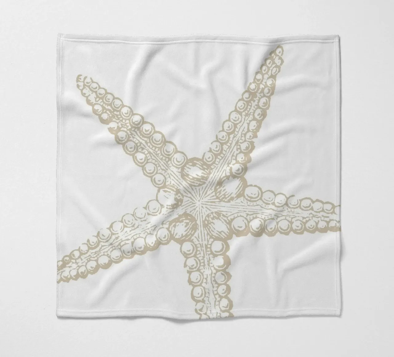 Vintage Starfish Line Art - Neutro bianco oceano coperta in pile da ClubArt