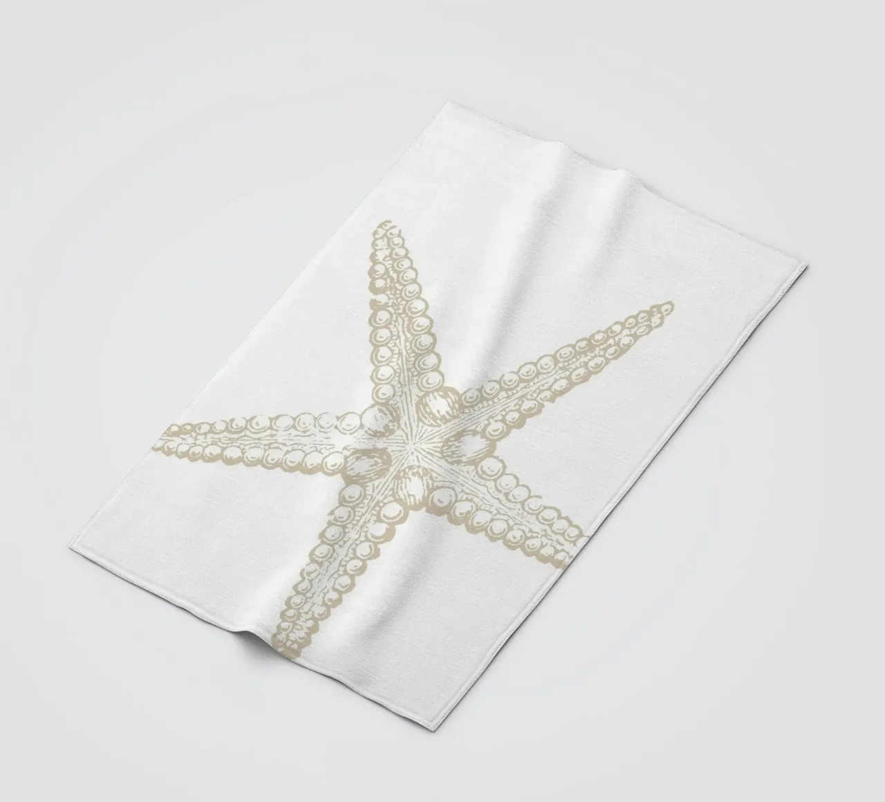 Vintage Starfish Line Art - Neutro bianco oceano coperta in pile da ClubArt
