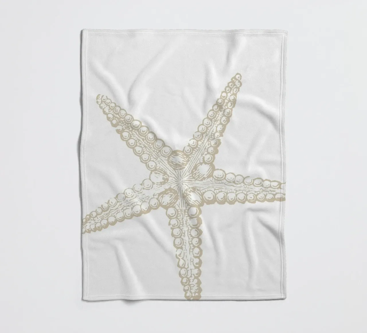 Vintage Starfish Line Art - Neutro bianco oceano coperta in pile da ClubArt
