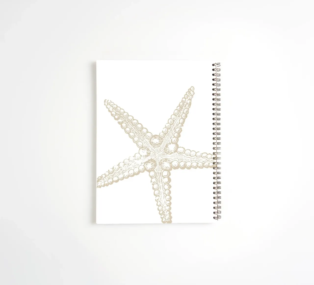 Vintage Starfish Line Art - Neutro bianco oceano diario ad anelli da ClubArt