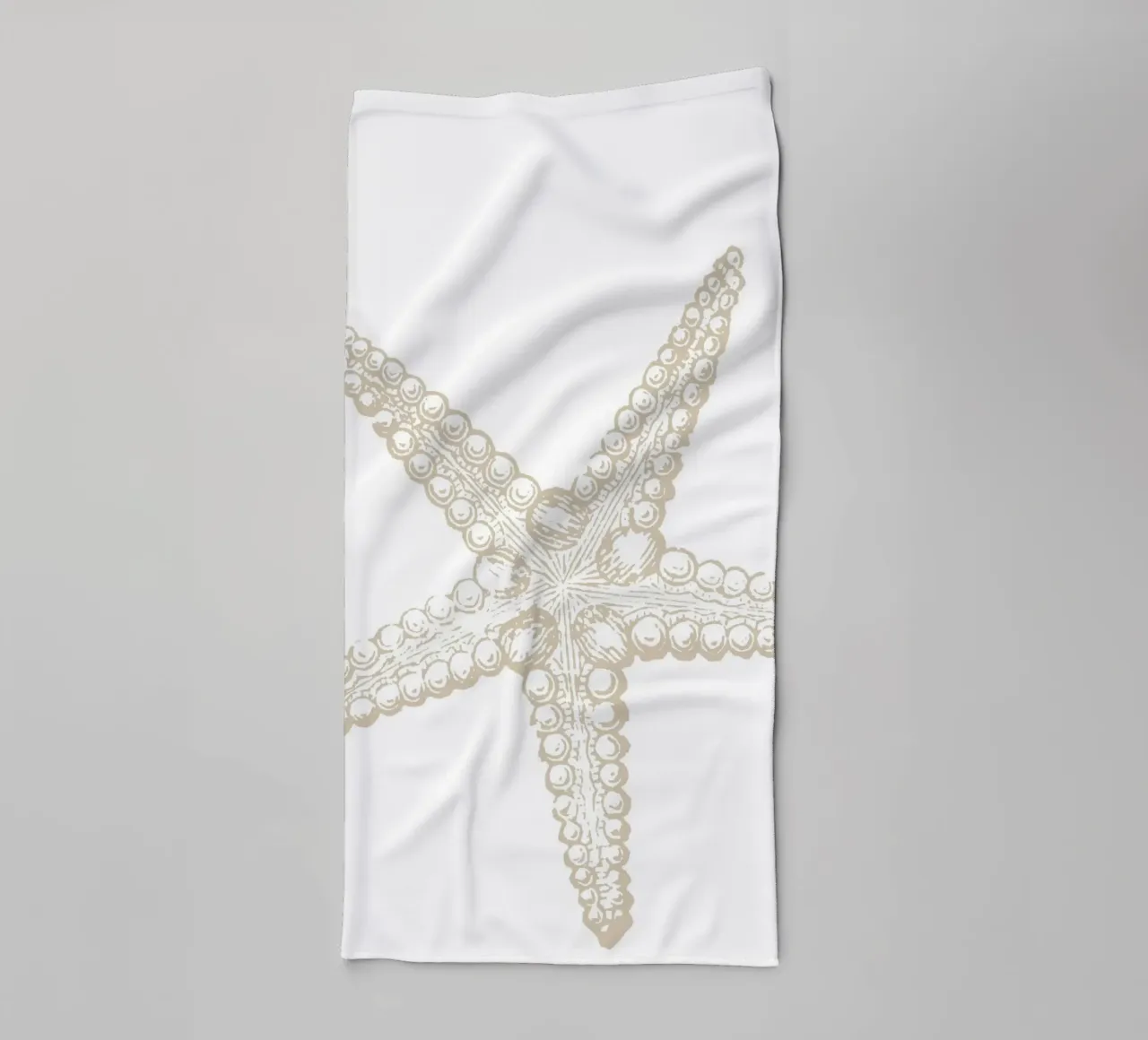 Vintage Starfish Line Art - Neutro bianco oceano asciugamano da bagno da ClubArt