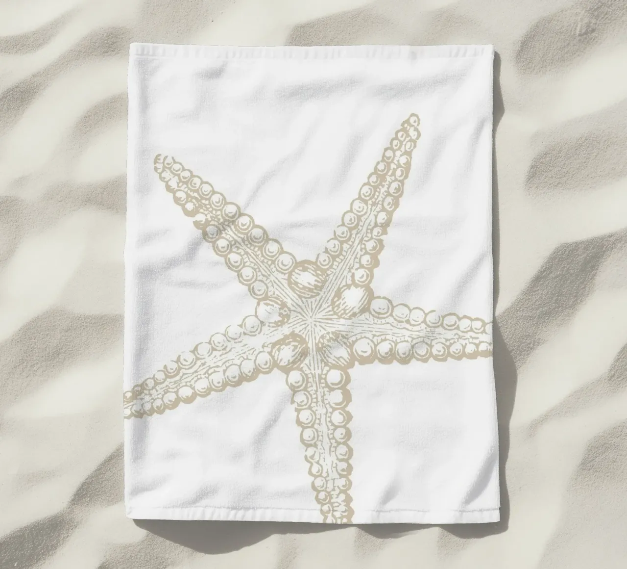 Vintage Starfish Line Art - Neutro bianco oceano telo mare da ClubArt