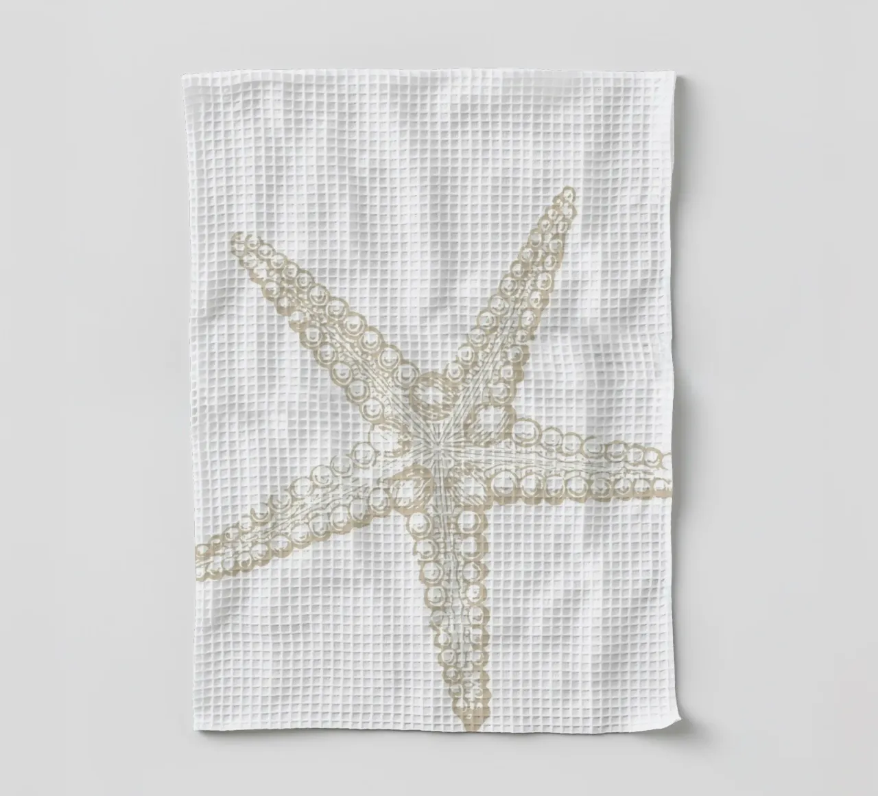 Dessin au trait d'étoile de mer vintage - Neutre Blanc Océan torchon de ClubArt