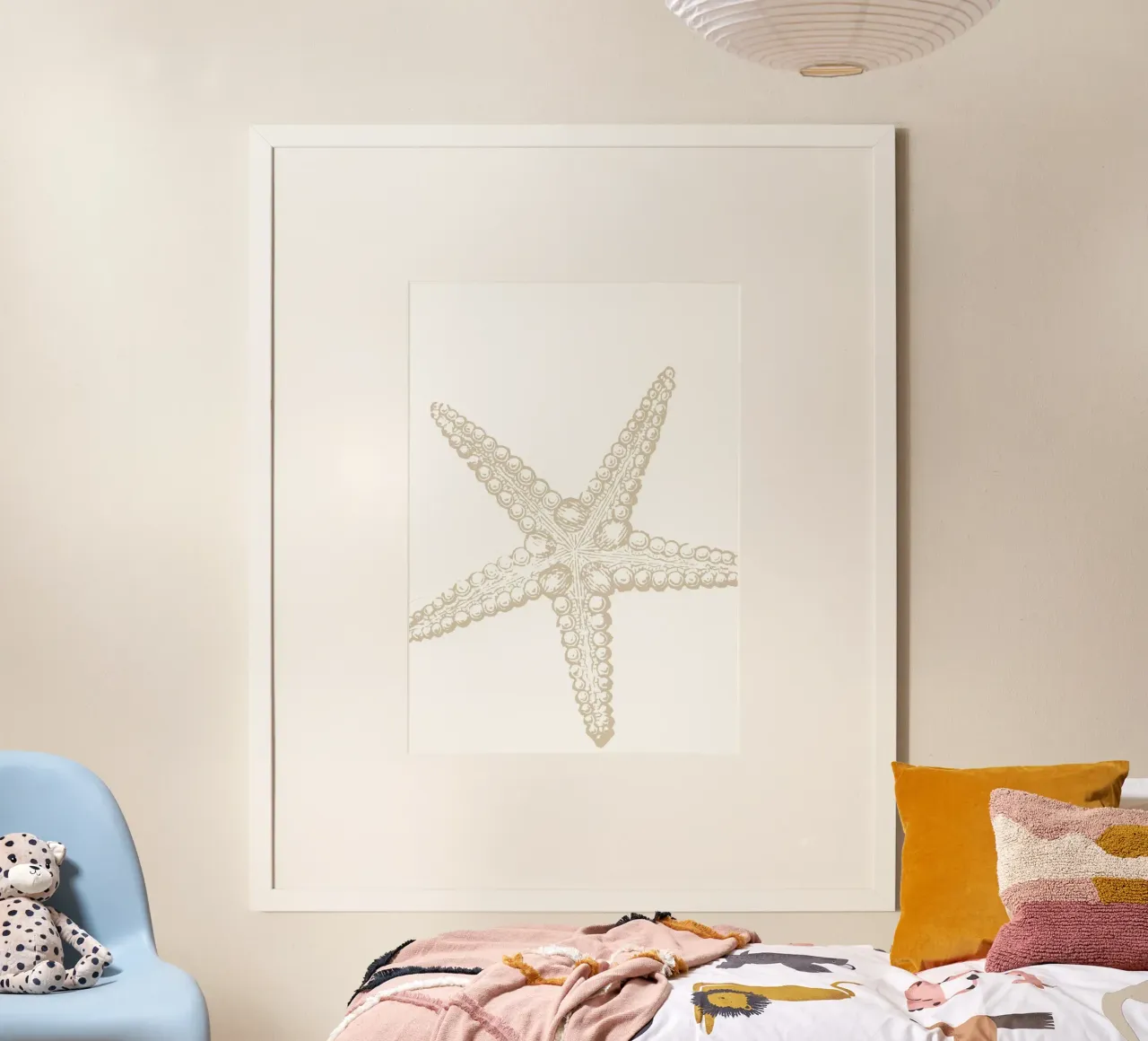 Vintage Starfish Line Art - Neutro bianco oceano carta hahnemühle da ClubArt