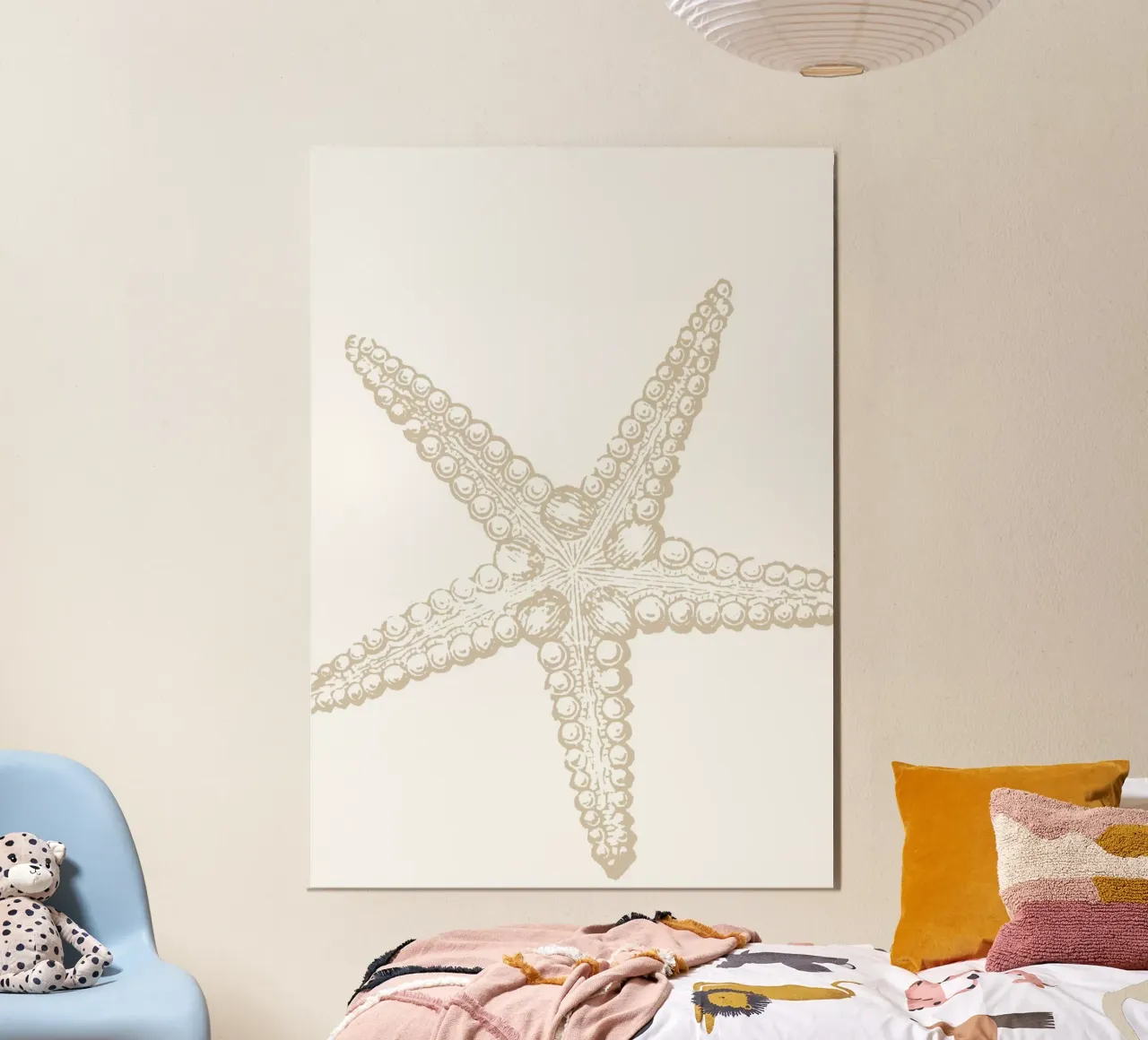 Vintage Starfish Line Art - Neutro bianco oceano carta hahnemühle da ClubArt