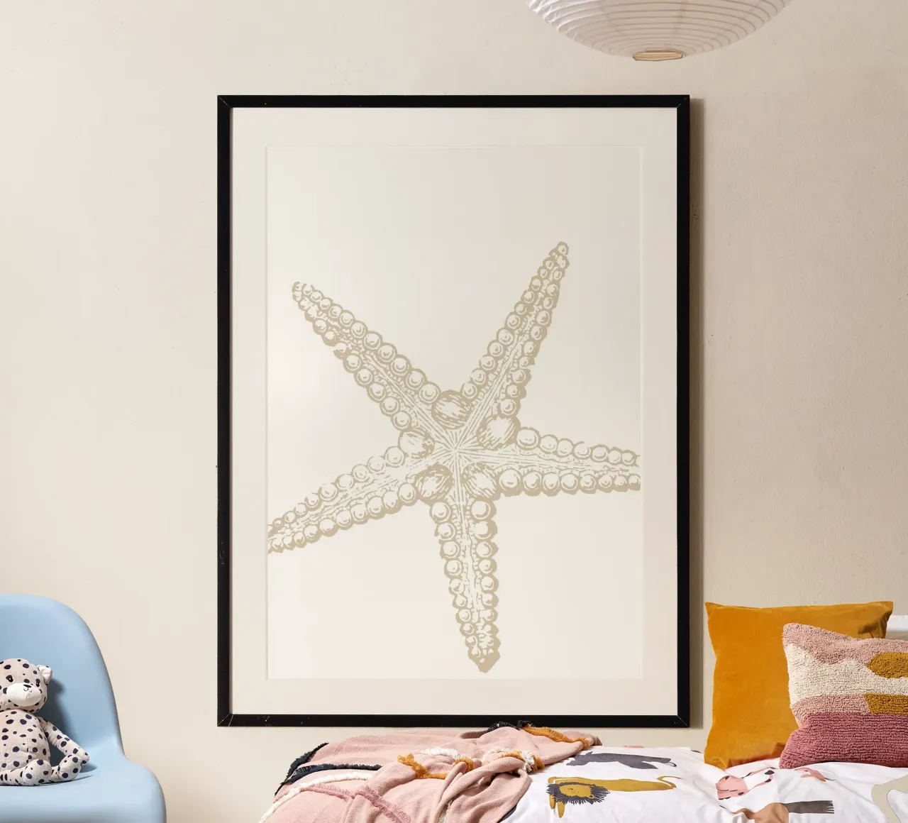 Vintage Starfish Line Art - Neutro bianco oceano carta hahnemühle da ClubArt